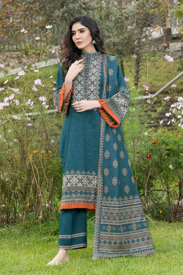 3PC Embroidered stitched Khaddar Suit KKHE-3581 - Embroidered - KHAS STORES US -